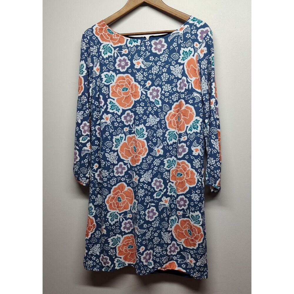 Old Navy Mini Dress Women Size L Blue Floral Lined Modest Party Cocktail